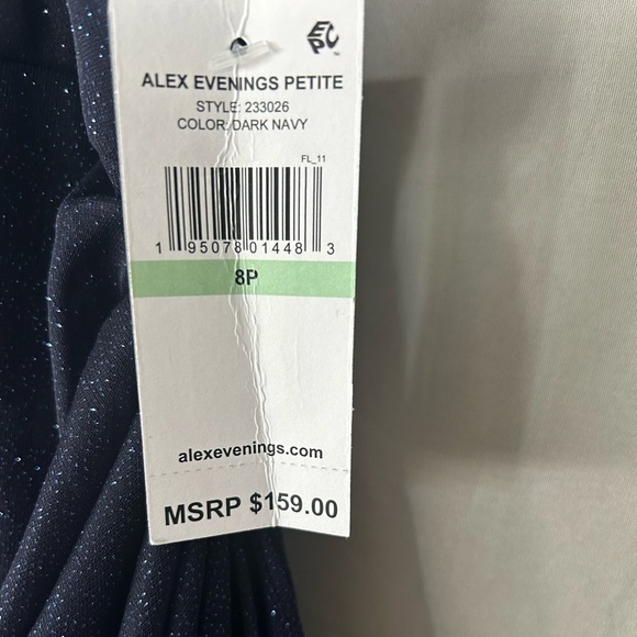 Alex Evenings Glitter Mesh Cold Shoulder Cap Sleeve Side Slit Ruched Gown - Picture 8 of 11